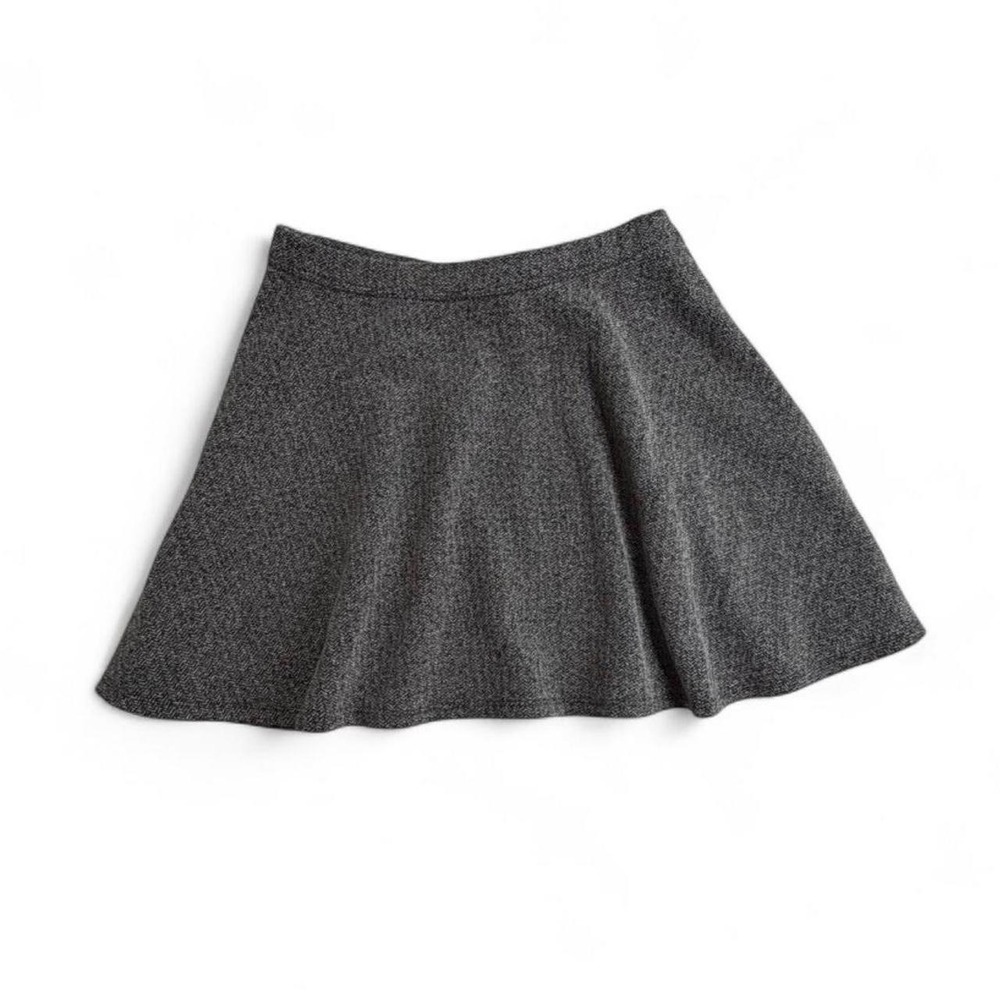 Abercrombie & Fitch Dark Academia Grey Herringbone Flared Skater Mini Skir